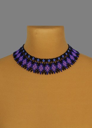 Black and purple beaded necklace for woman5 photo