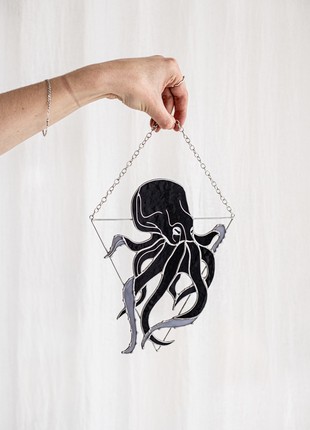 Octopus Suncatcher Kraken Stained Glass Decor Home House Window Wall Hangings