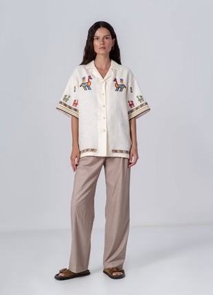 Linen shirt with short sleeves and embroidery Konyk3 photo