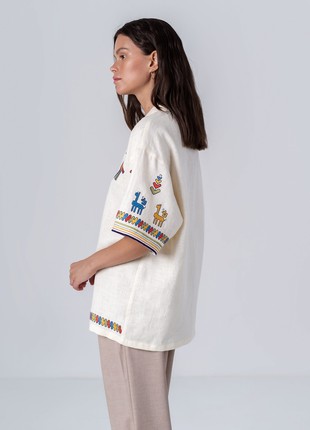Linen shirt with short sleeves and embroidery Konyk5 photo