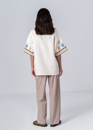 Linen shirt with short sleeves and embroidery Konyk7 photo