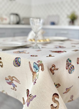 Easter tapestry tablecloth 54x102 in (137 x 260 cm.) festive tablecloth3 photo