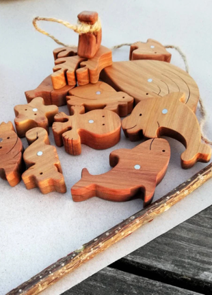 Wooden magnetic fishing game