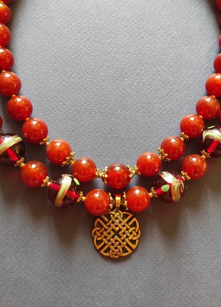 Necklace "Honey bell" from glass and carnelian4 photo