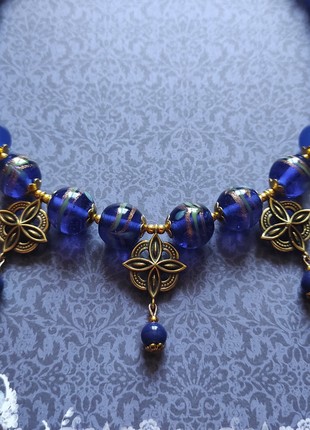 Necklace "Starry sky" from glass and chalcedony2 photo