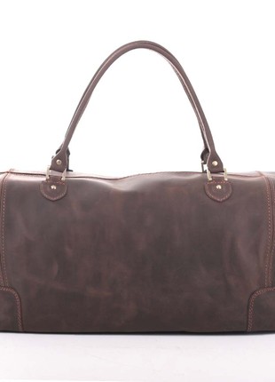 Spacious brown travel bag made of crazy horse leather8 photo
