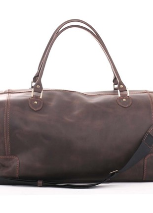 Spacious brown travel bag made of crazy horse leather2 photo