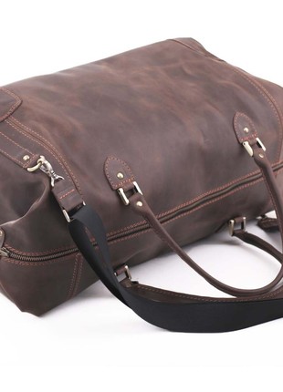 Spacious brown travel bag made of crazy horse leather3 photo