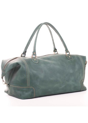 Large green travel bag made of crazy horse leather