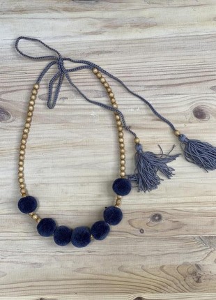 One row gray necklace with tassels3 photo