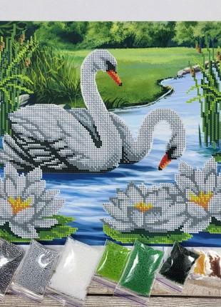 Couple of Swans Kit Bead Embroidery a3h_3412 photo