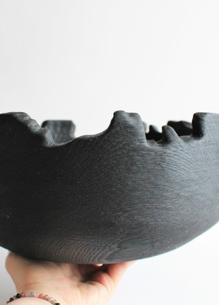Large black fruit bowl, hand turned wooden vase4 photo
