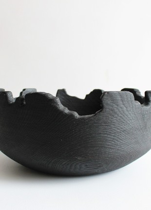 Large black fruit bowl, hand turned wooden vase6 photo