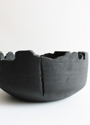 Large black fruit bowl, hand turned wooden vase7 photo
