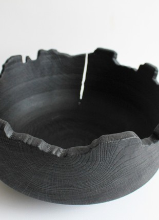 Large black fruit bowl, hand turned wooden vase5 photo
