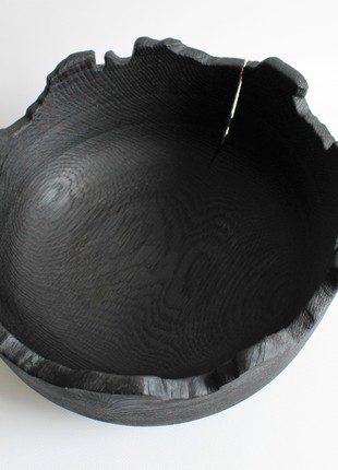 Large black fruit bowl, hand turned wooden vase8 photo