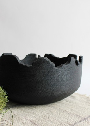 Large black fruit bowl, hand turned wooden vase10 photo