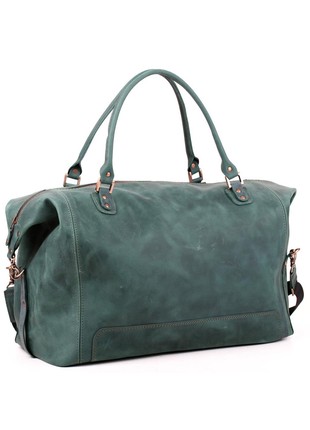 High-quality and durable green leather travel bag