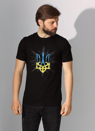 Men's T-shirt with embroidery - "Trident in the Sun"