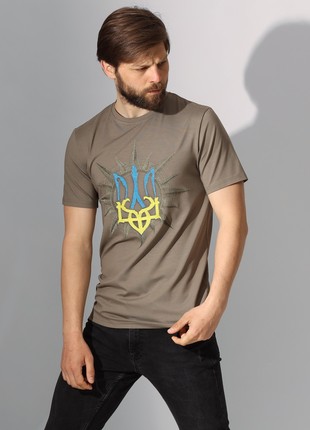 Men's T-shirt with embroidery - "Trident in the Sun"1 photo
