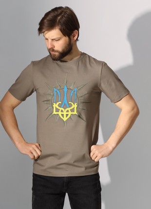 Men's T-shirt with embroidery - "Trident in the Sun"2 photo