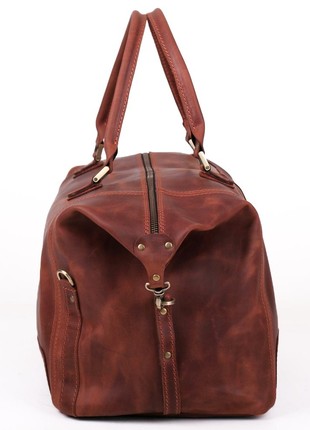 Solid roomy cognac-colored leather carpetbag5 photo