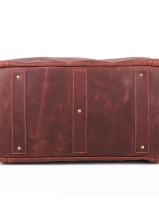 Solid roomy cognac-colored leather carpetbag8 photo