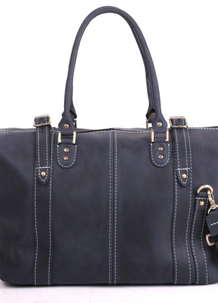 Blue leather travel bag2 photo