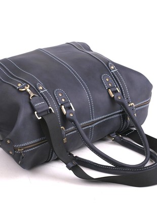 Blue leather travel bag3 photo