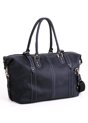 Blue leather travel bag