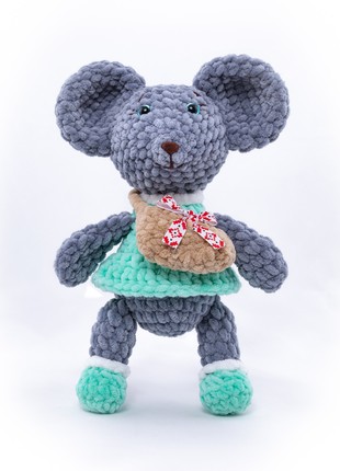 Knitted plush toy Mouse volunteer Zoryana