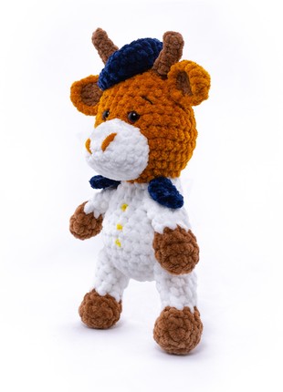 Knitted plush toy Bull Serhii from the marine corps2 photo