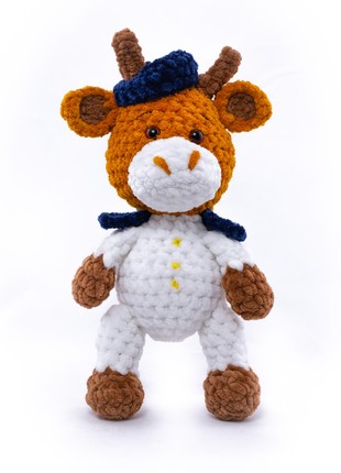 Knitted plush toy Bull Serhii from the marine corps1 photo