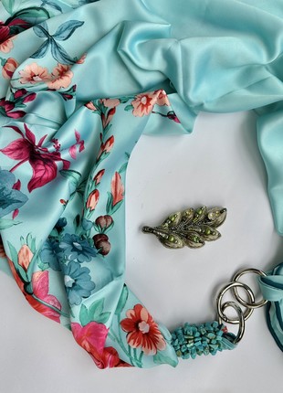 Scarf  "Breakfast at Tiffany's" from the brand MyScarf. Decorated with natural amazonite4 photo