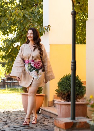 Scarf "Peonies" Size 70*70cm floral silk shawl from Ukraine5 photo