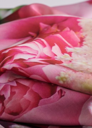 Scarf "Peonies" Size 70*70cm floral silk shawl from Ukraine4 photo