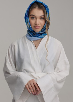 Scarf "Peaceful Sky?" Size 70*70 cm blue silk shawl from Ukraine5 photo