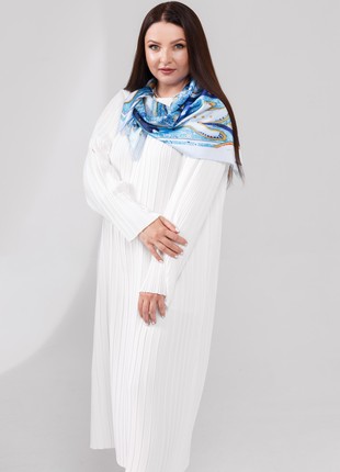Scarf "Peaceful Sky" Size 85*85 cm blue silk shawl from Ukraine4 photo