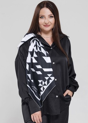 Scarf "Carpathians" Size 85*85 cm black and white silk shawl from Ukraine7 photo