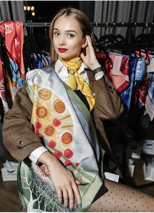 Scarf "Family Tree" Size 70*70 cm silk shawl from Ukraine3 photo
