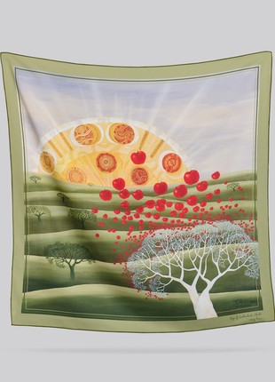 Scarf "Family Tree" Size 70*70 cm silk shawl from Ukraine5 photo