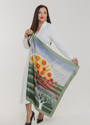 Scarf "Family Tree" Size 70*70 cm silk shawl from Ukraine1 photo