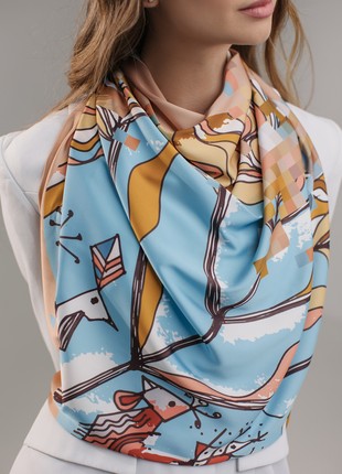 Scarf "Wish Tree" Size 57*57 cm silk shawl from Ukraine