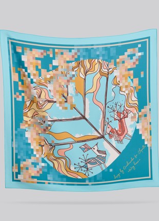 Scarf "Wish Tree" Size 85*85 cm silk shawl from Ukraine
