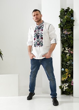 Embroidered shirt Fuchsia. White5 photo