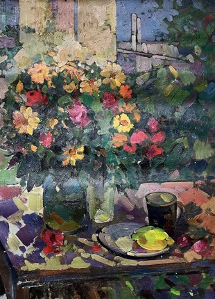 Abstract oil painting still life for tea Peter Tovpev nDobr805