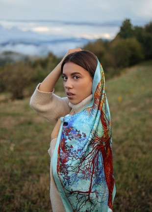Scarf "Love Arteries" Size 57*57 cm silk shawl from Ukraine3 photo
