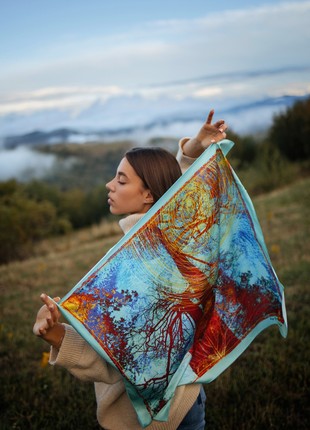 Scarf "Love Arteries" Size 57*57 cm silk shawl from Ukraine