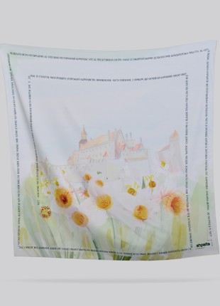 Scarf "Khust" Size 85*85 cm floral narcissus silk shawl from Ukraine