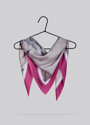 Scarf "Mukachevo" Size 85*85 cm silk shawl from Ukraine Sakura trees6 photo
